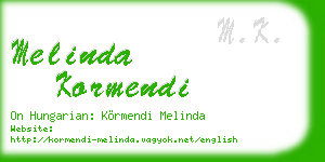 melinda kormendi business card
